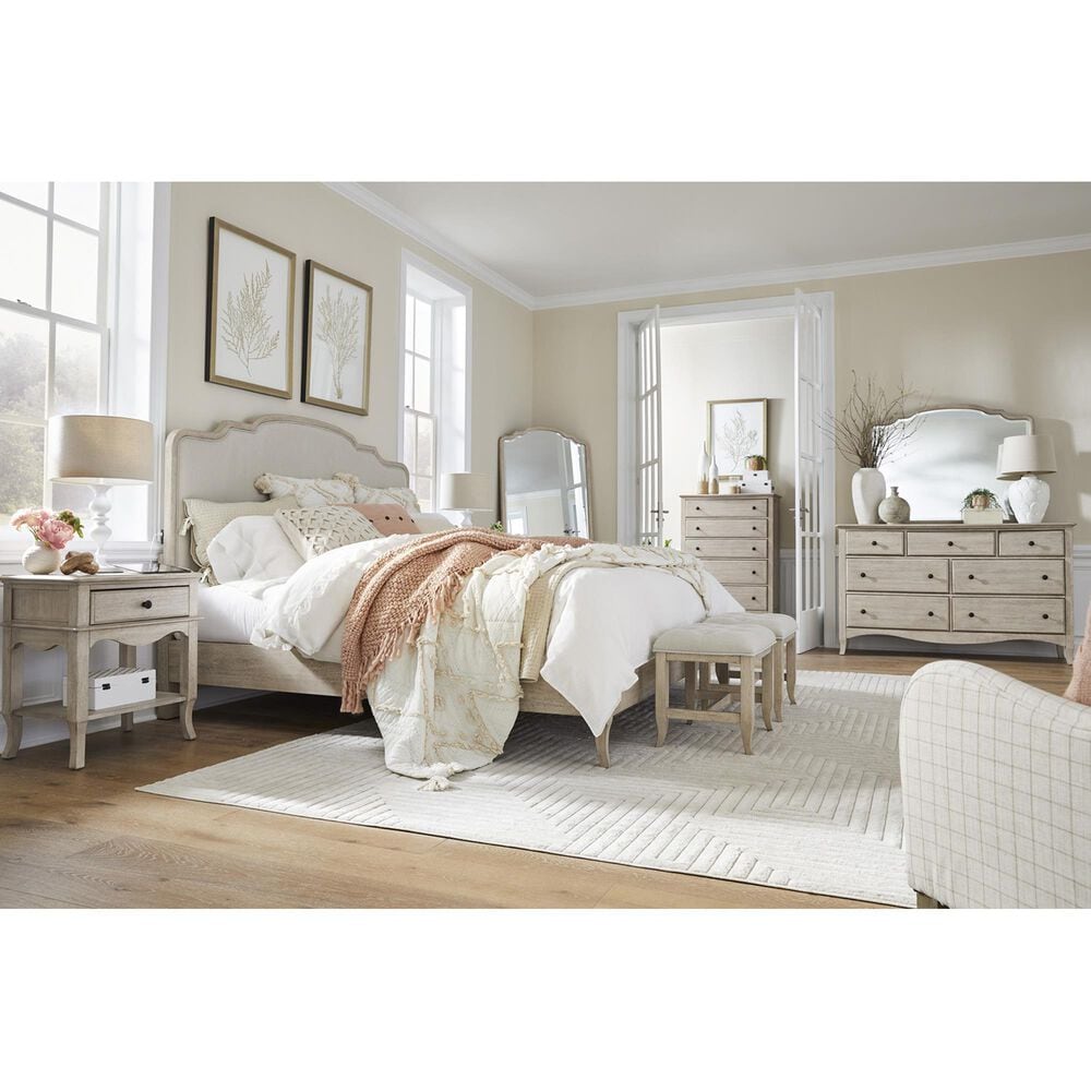 Riva Ridge Provence Queen Platform Bed in Linen with USB Ports, , large