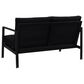 Linon Home Decor Holland Outdoor Loveseat with Black Cushions in Black, , large