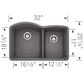 Blanco Diamond 32" 1-3/4 Double Bowl Kitchen Sink in Cinder, , large