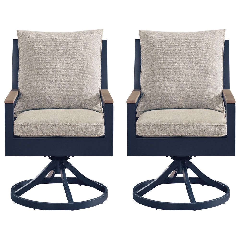 Ashley East Beach Swivel Chair in Navy Blue and Driftwood (Set of 2), , large