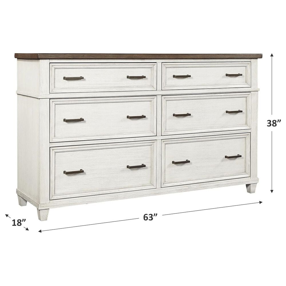 Riva Ridge Caraway 6 Drawer Dresser Only in Aged Ivory, , large