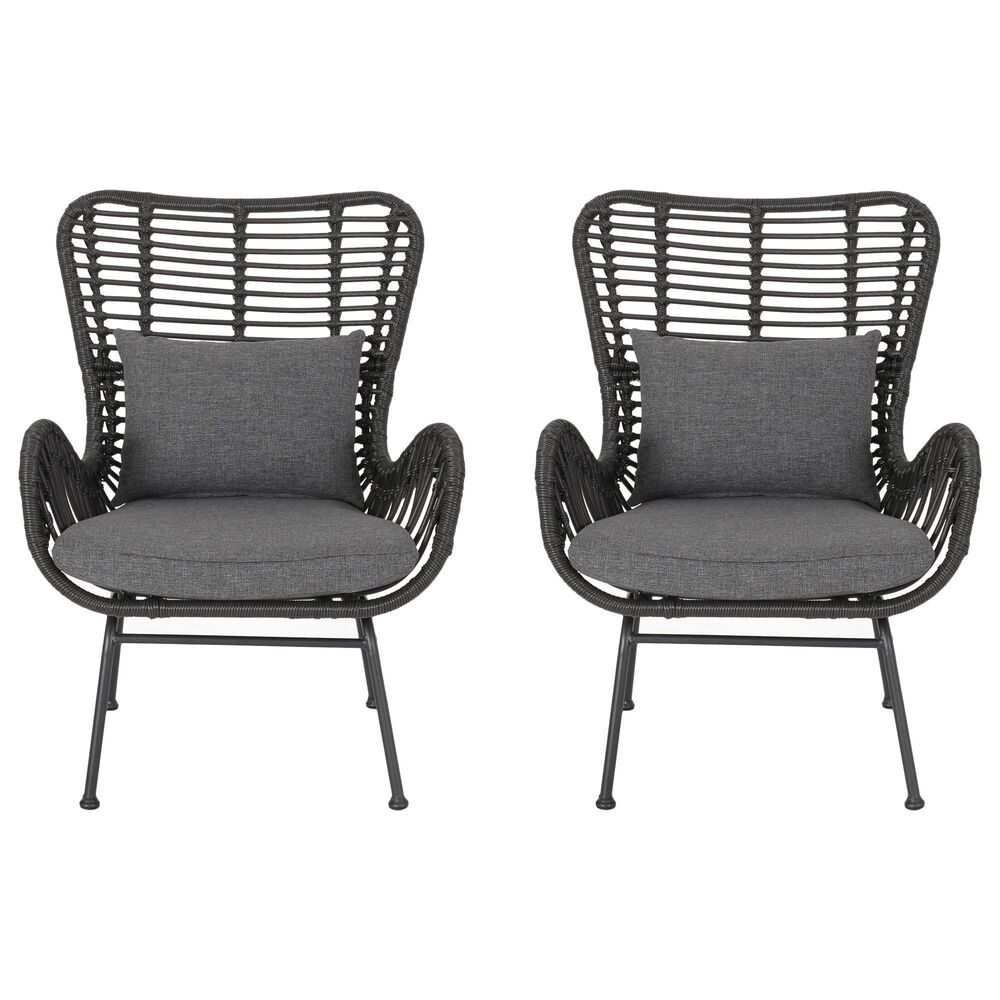 Hearth and Haven Tapscott Patio Club Chair with Dark Gray Cushion in Grey &#40;Set of 2&#41;, , large