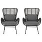 Hearth and Haven Tapscott Patio Club Chair with Dark Gray Cushion in Grey (Set of 2), , large