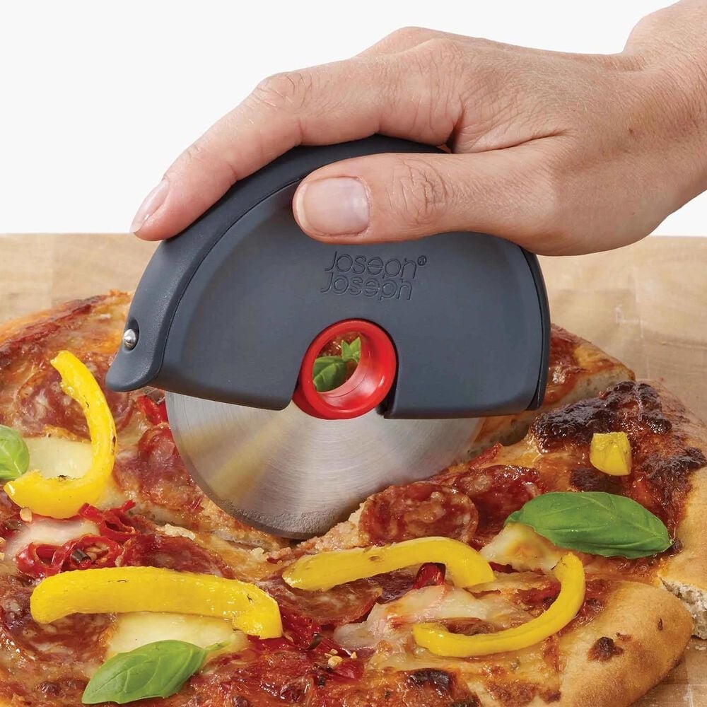 Joseph Joseph Disc Easy-Clean Pizza Cutter in Grey and Red, , large