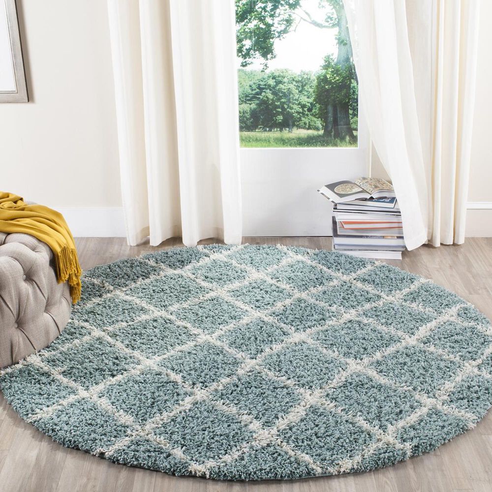 Safavieh Dallas Shag SGD258C-6R 6" Round Seafoam/Ivory Area Rug, , large