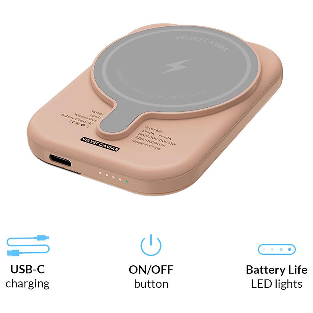 Velvet Caviar 5000 mAh MagSafe Battery Power Pack in Nude Vibe Checker, , large