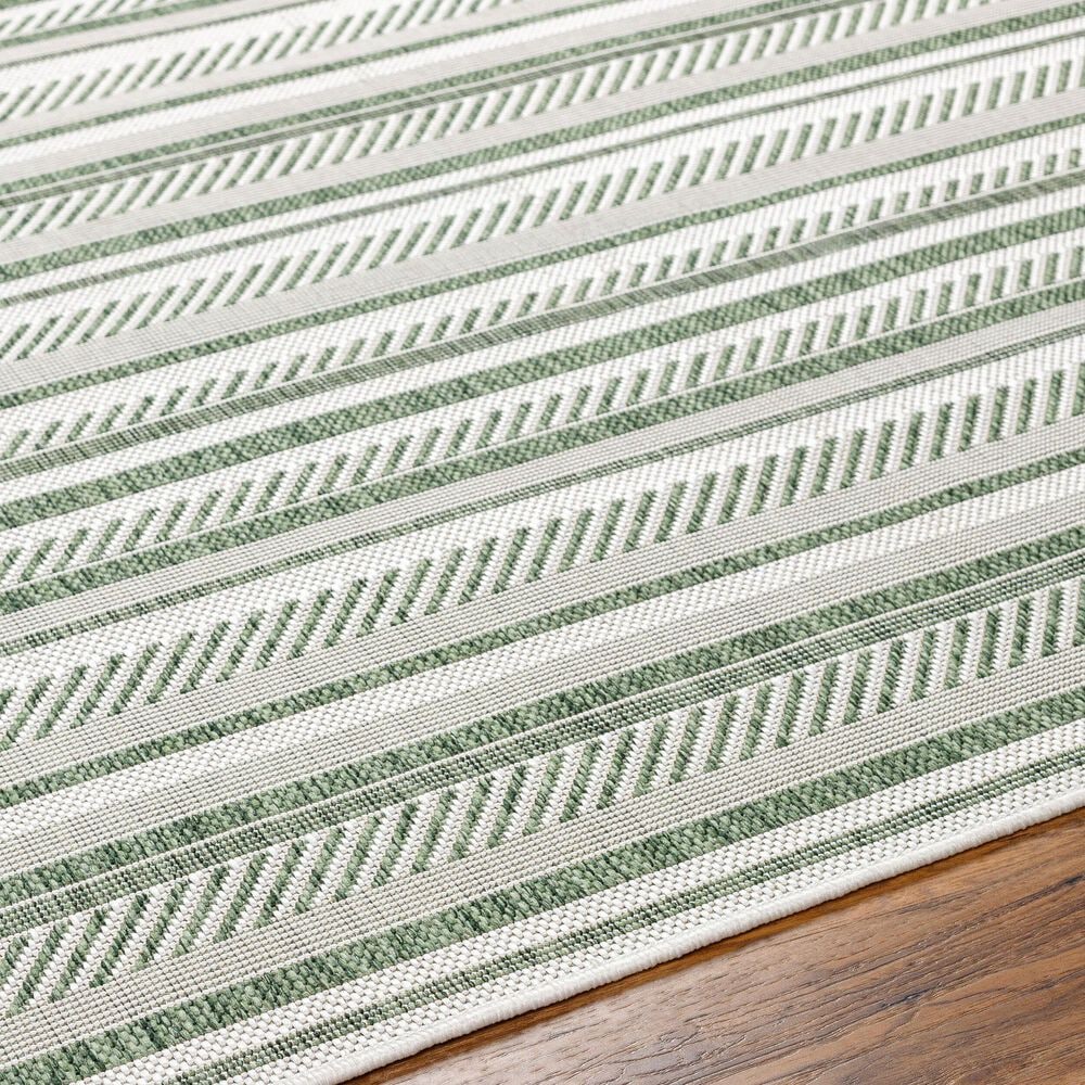 Surya Eagean EAG-2422 Grass Green, Ivory, Dark Green and Seafoam 5&#39;3&quot; x 7&#39;7&quot; Indoor/Outdoor Area Rug, , large