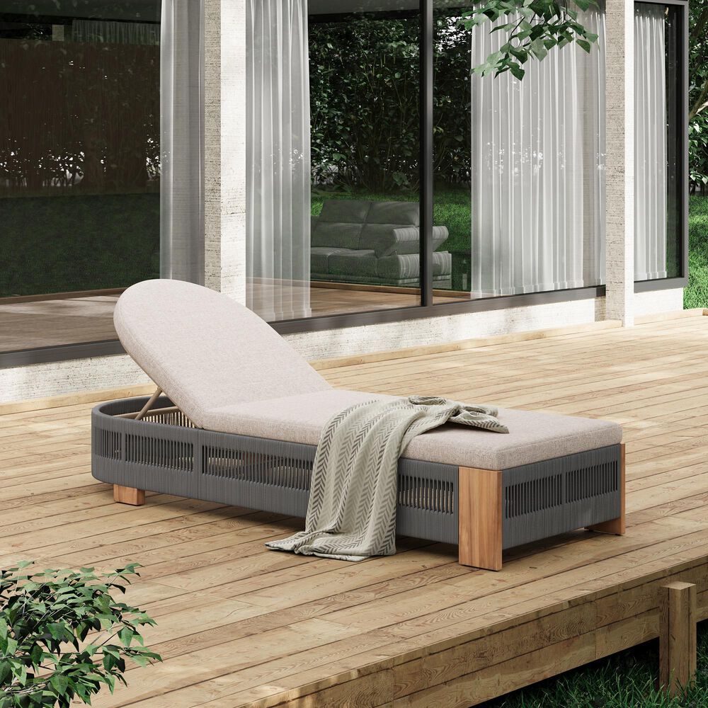 Hearth and Haven Outdoor Chaise Lounge Chair in Beige, , large