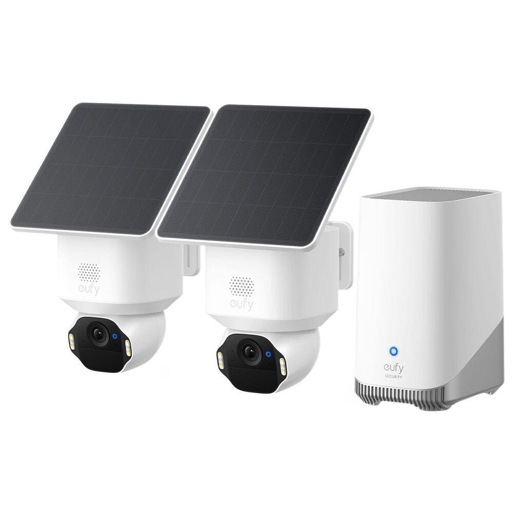 eufy SoloCam E42 2-Cam Kit 4K UHD Outdoor Solar-Powered Security Cameras with HomeBase S380 in White, , large
