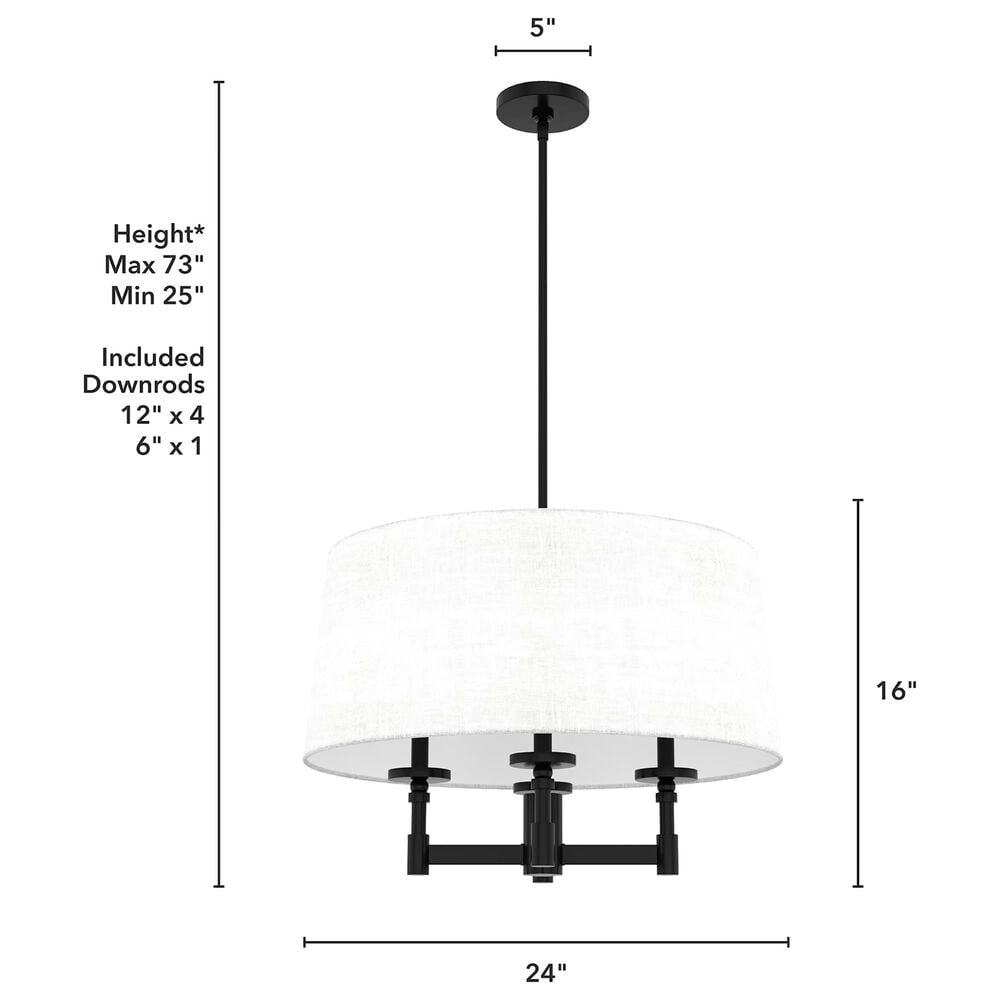 Hunter Briargrove 4-Light Chandelier in Matte Black, , large