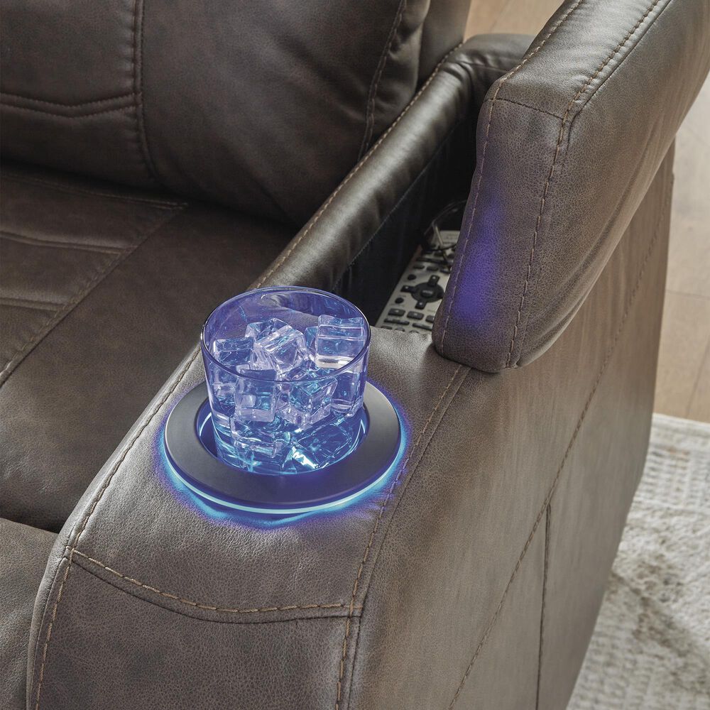 Ashley Schooner Rocks Power Recliner with Adjustable Headrest in Umber, , large