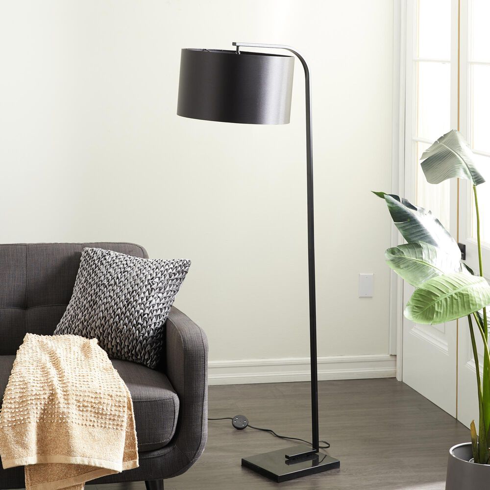 Maple and Jade Industrial Floor Lamp in Black, , large