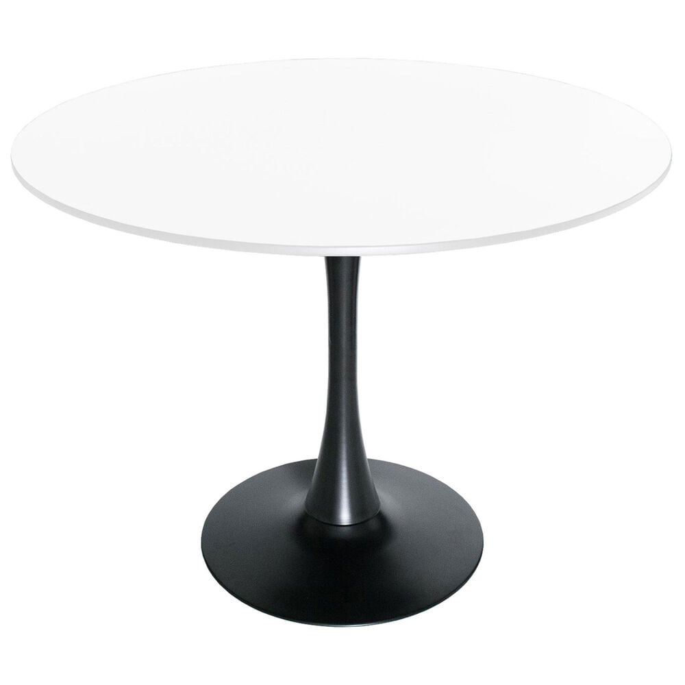 Leisuremod Bristol 40" Round Dining Table with MDF Top in Black and White - Table Only, , large