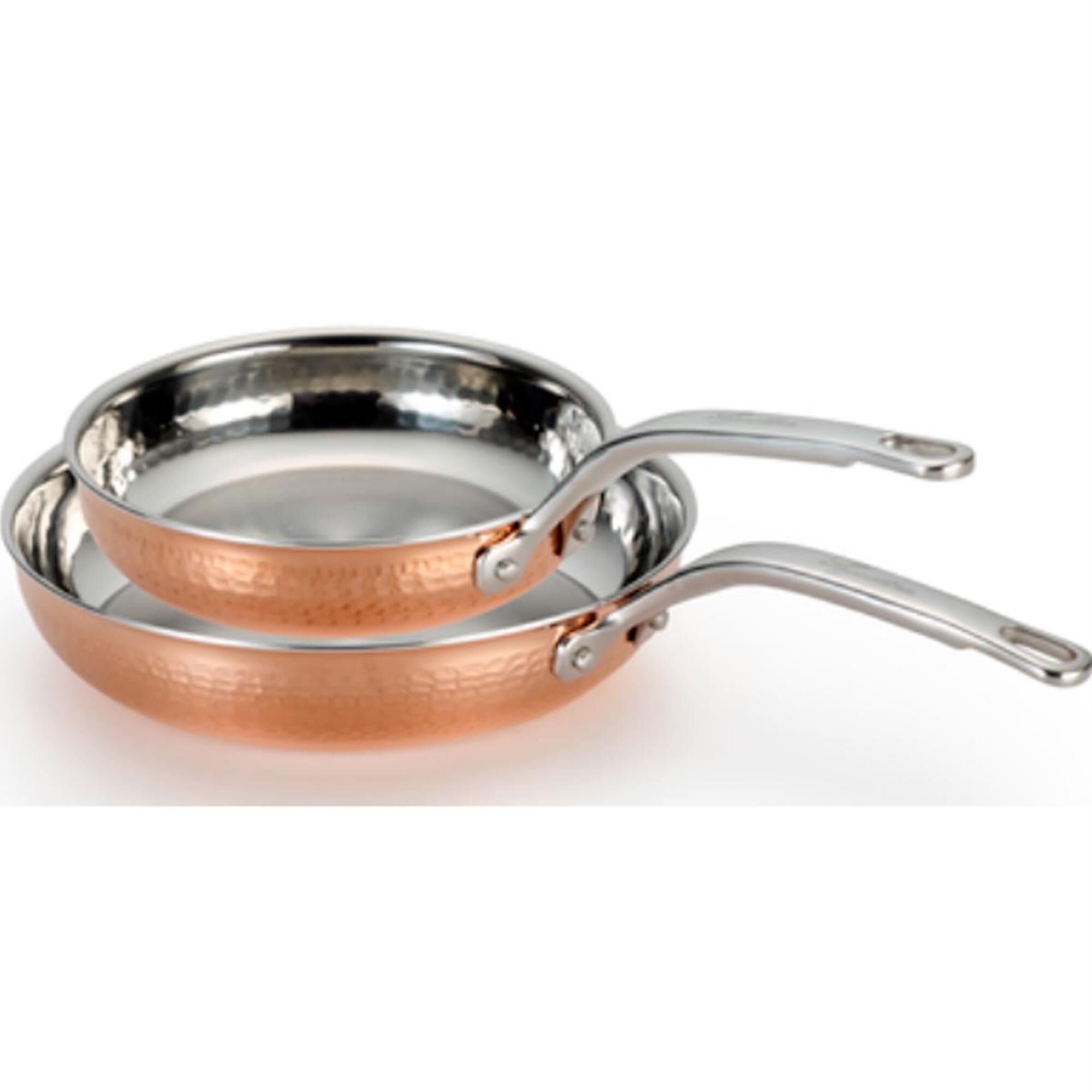 Lagostina Martellata Tri-Ply Hammered Copper 2 Piece 8" And 10" Skillet Set 