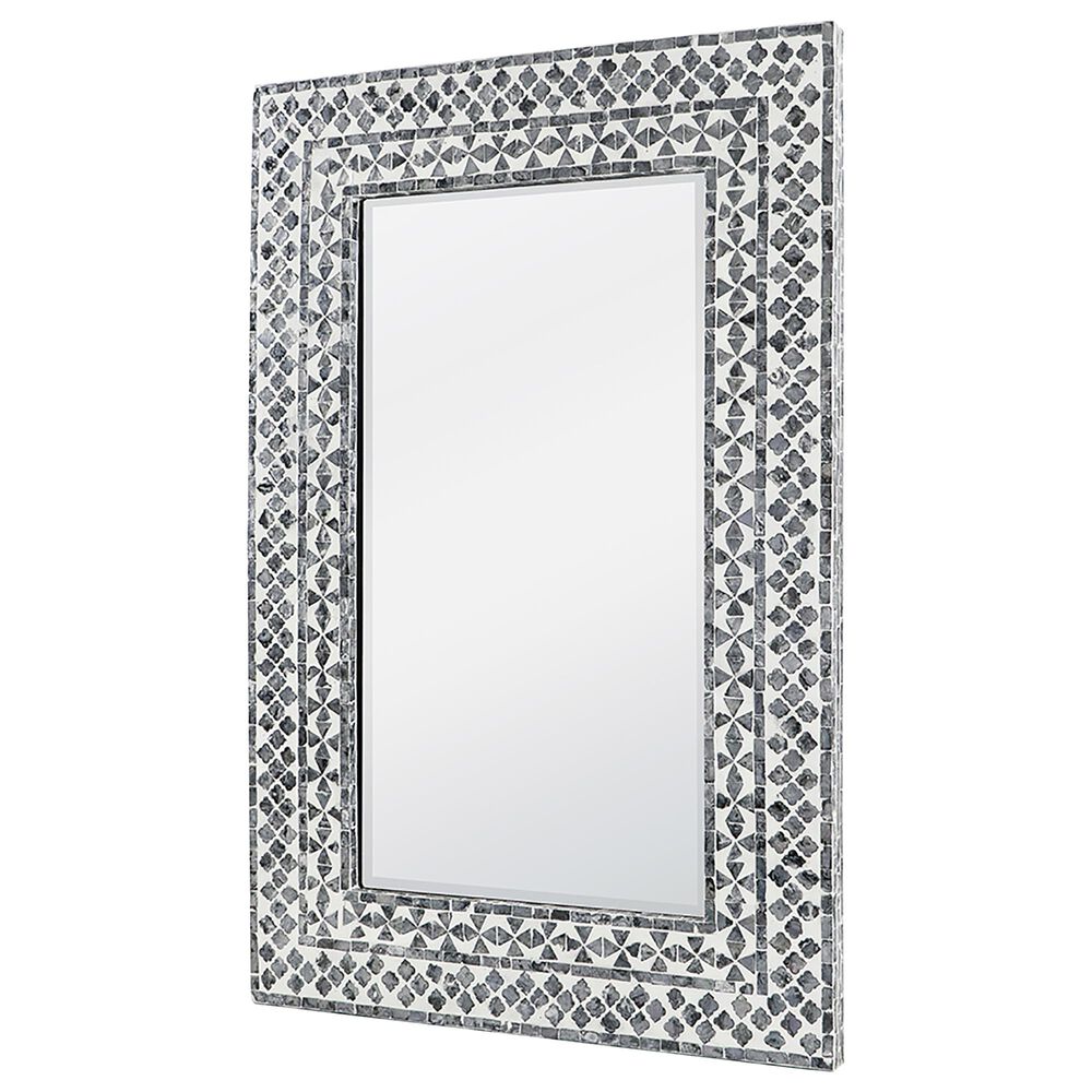 A&B Home 24" x 36" Rectangle Wall Mirror with Capiz Shell in Black and White, , large