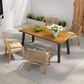Hearth and Haven 5-Piece Outdoor Rectangular Dining Set with Cream Cushion in Teak, , large