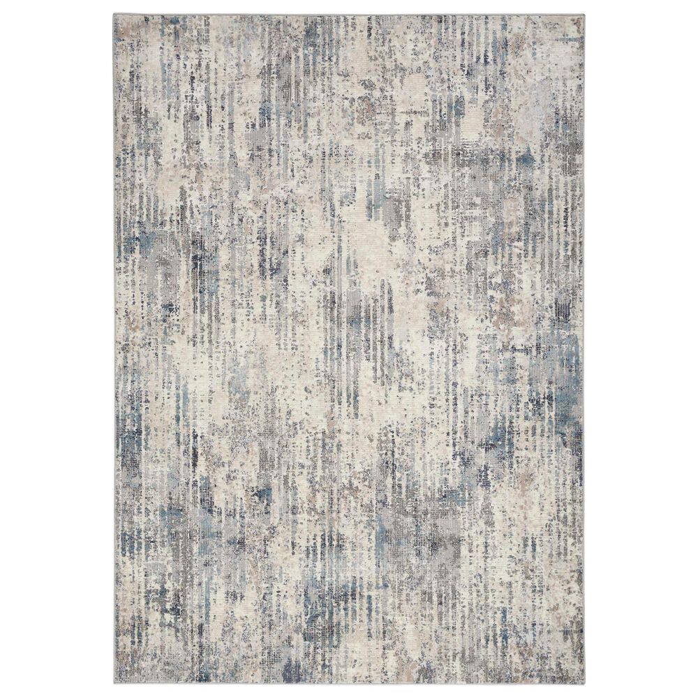 Nourison Infinity IFN04 9" x 12" Ivory, Grey and Blue Area Rug, , large