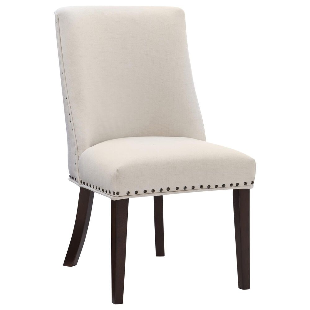 Linon Home Decor Adler Side Chair with Neutral Fabric Cushion in Espresso, , large