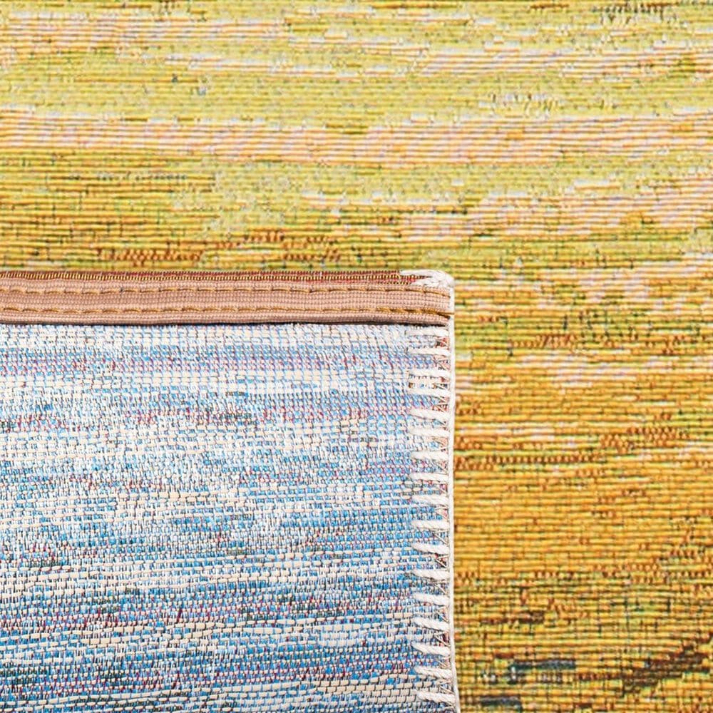 Safavieh Barbados Tropical Wave 6&#39;6&quot; x 9&#39;4&quot; Blue and Gold Indoor/Outdoor Area Rug, , large