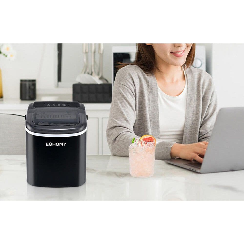 Euhomy 26 Lbs Portable Bullet Ice Maker with Handle in Black, , large