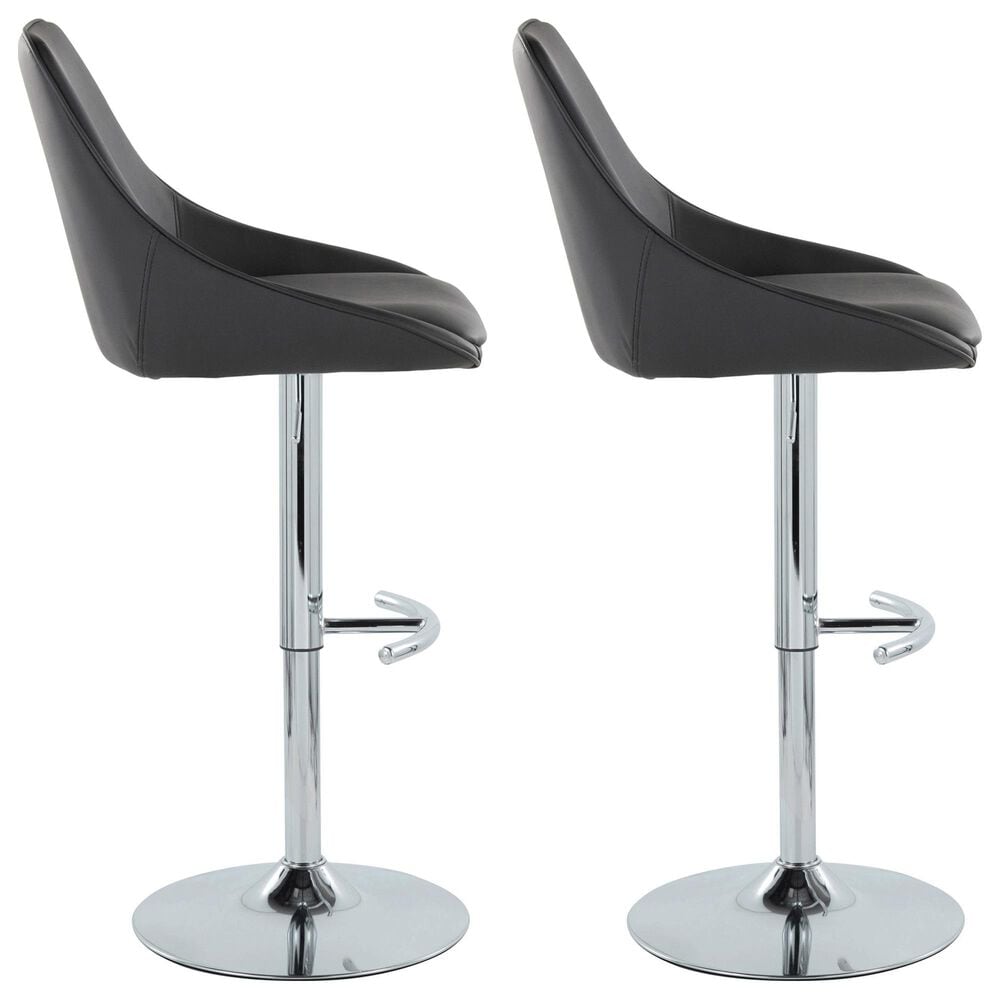 LumiSource Diana Adjustable Barstool with Black Faux Leather Upholstery in Chrome (Set of 2), , large