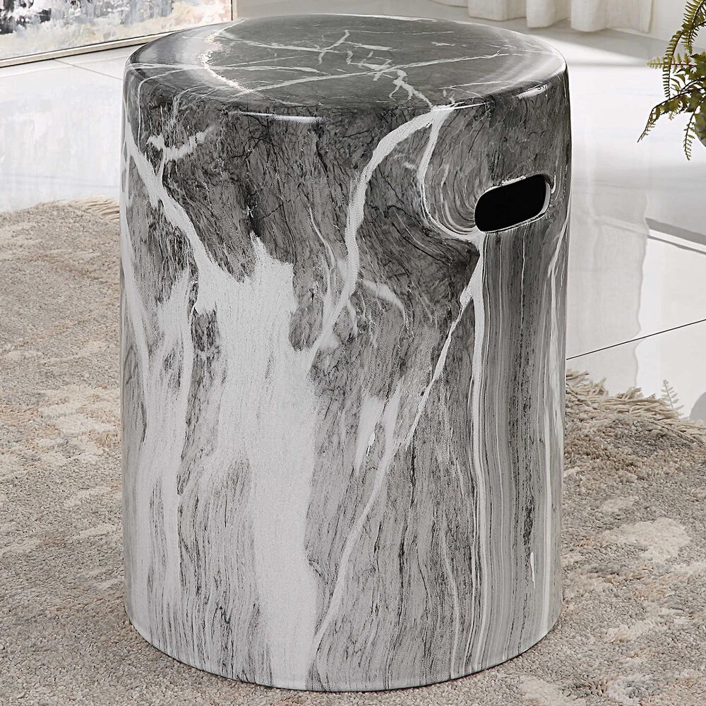 Uttermost Marvel Garden Stool in Black and White, , large