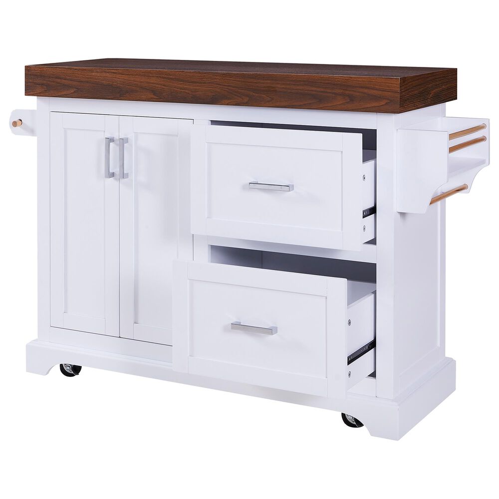 HOMLUX 53" Large Kitchen Island with 3.5" Thick Desktop in White, , large
