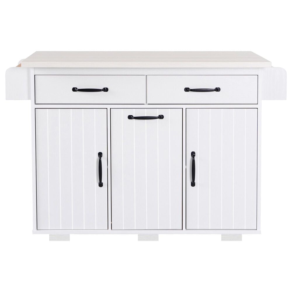 HOMLUX 44" Kitchen Island with Trash Can Storage Cabinet in White, , large