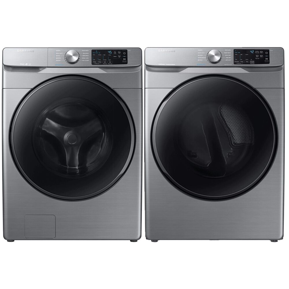 Samsung 4.5 Cu. Ft. Front Load Washer and 7.5 Cu. Ft. Electric Dryer Laundry Pair in Platinum, , large