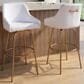 LumiSource Hannah Swivel Bar Stool with White Faux Leather Upholstery in Gold (Set of 2), , large