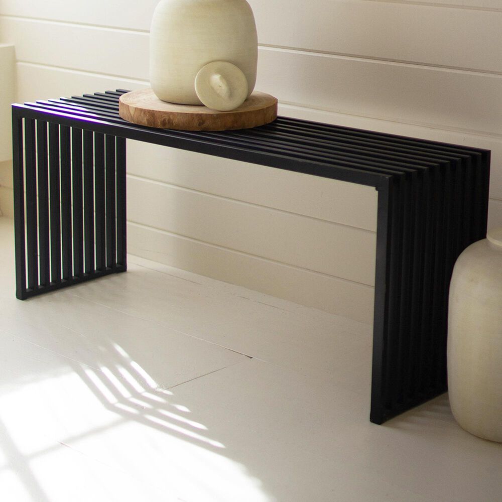Kalalou Metal Bench in Matte Black, , large