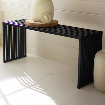 Kalalou Metal Bench in Matte Black, , large