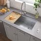 MS International Single Bowl 16-Gauge Handcrafted Workstation Kitchen Sink in Stainless Steel, , large