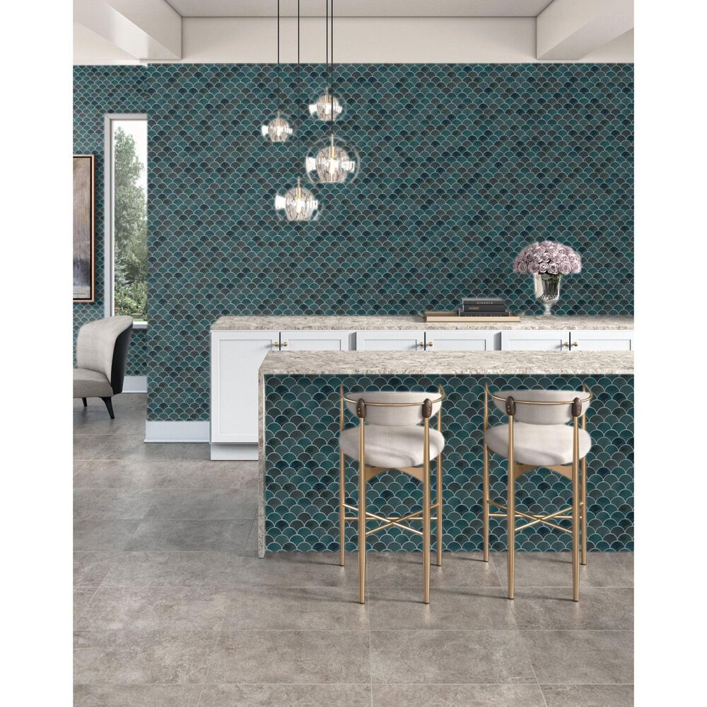 Dal-Tile Miramo Horizon 3&quot; Fan Undulated on 13.25&quot; x 12.75&quot; Ceramic Mosaic Sheet, , large