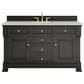 James Martin Vanities Brookfield 60" Single Bathroom Vanity in Black Onyx with 3 cm Victorian Silver Quartz Top and Rectangular Sink, , large