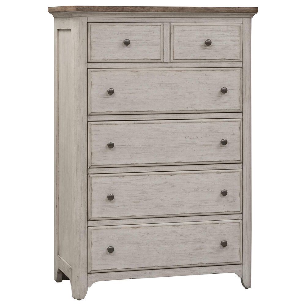 Belle Furnishings Farmhouse Reimagined 5-Drawer Chest in White, , large
