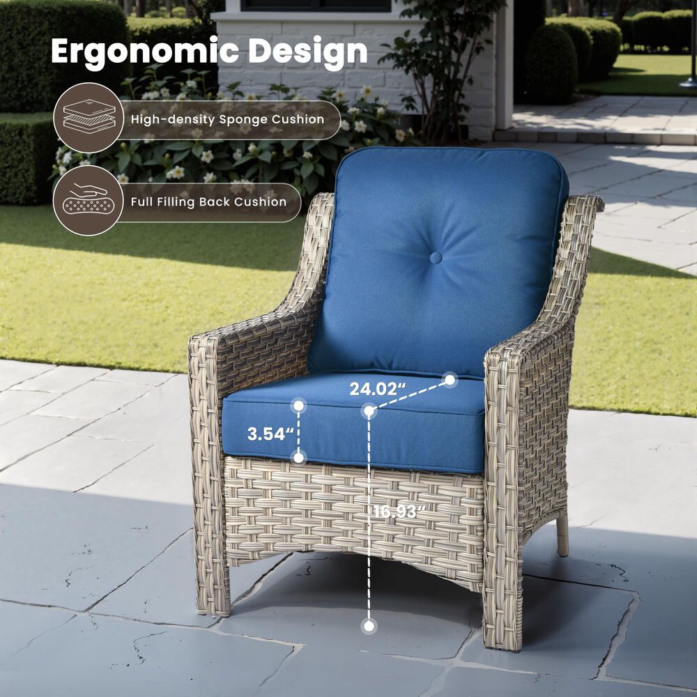 HOMLUX Outdoor Arm Chair in Navy Blue (Set of 2), , large
