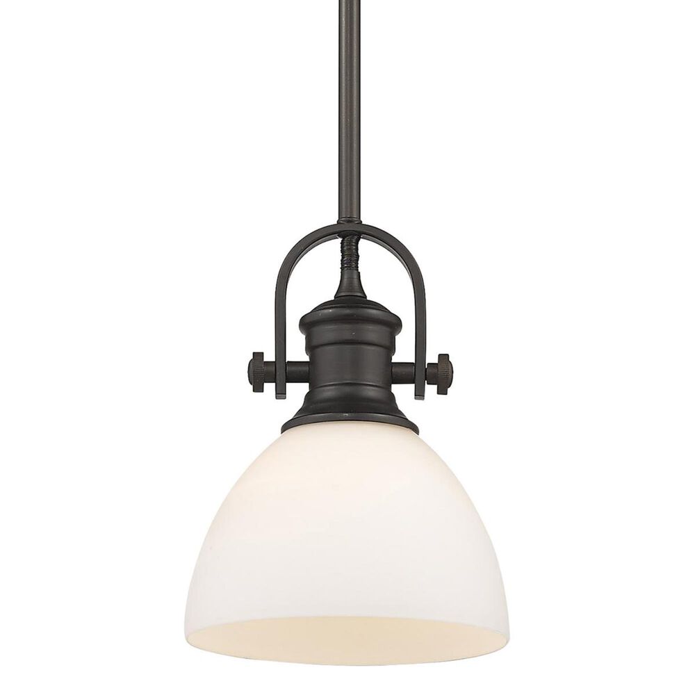 Golden Lighting Hines Mini Pendant in Rubbed Bronze with Opal Glass, , large
