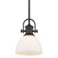 Golden Lighting Hines Mini Pendant in Rubbed Bronze with Opal Glass, , large
