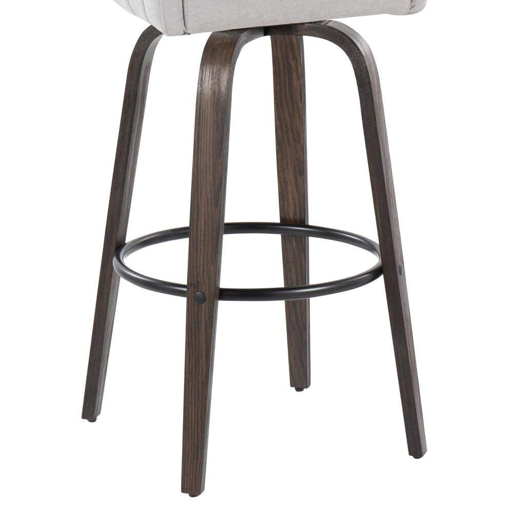 LumiSource Hannah Swivel Bar Stool with Grey Fabric Upholstery in Walnut and Black (Set of 2), , large