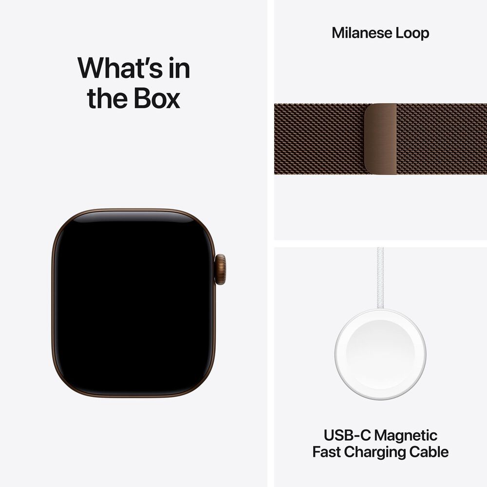 Apple Watch Series 12 (GPS) 42mm Dark Bronze Aluminum Case with Dark Bronze Milanese Loop (Pre-Order), , large