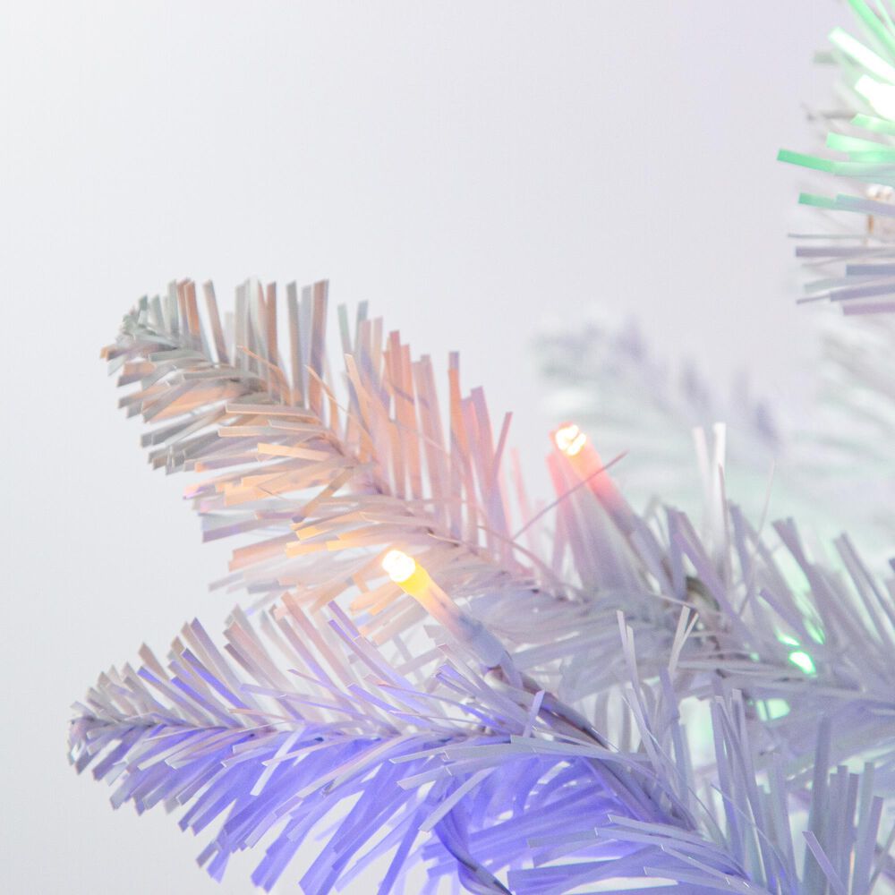 The Gerson Company 7.5&#39; Parkview Pine Artificial Christmas Tree with Multicolored LED Lights in White, , large