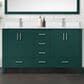Lexora Home Jacques 60" Double Bathroom Vanity in Green with 2 cm White Cultured Marble Top and Rectangular Sinks, , large