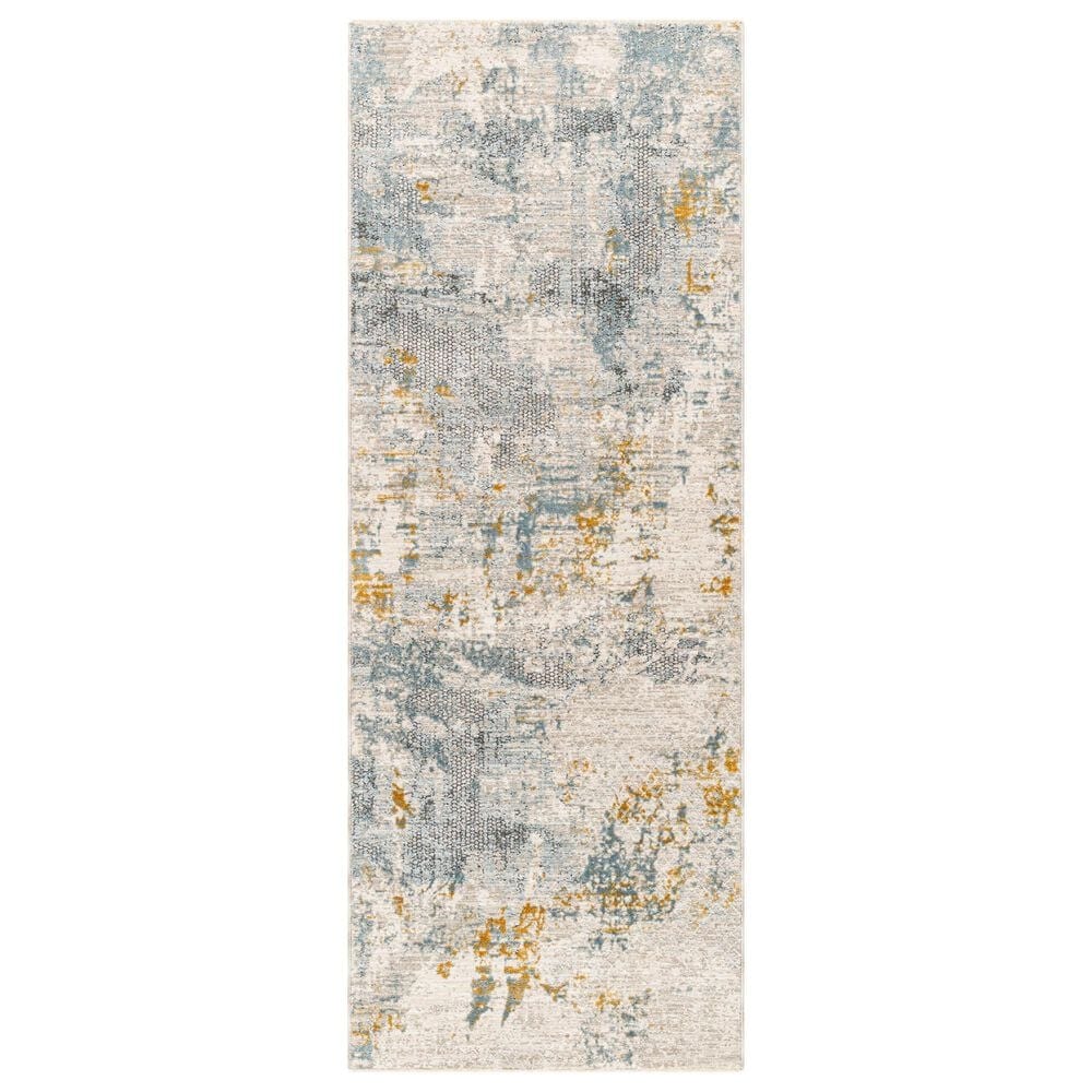 Surya Dresden Taupe, Off-White, Deep Teal, Dusty Sage, Ink Blue, Mustard and Light Gray 2'7" x 7'3" Runner, , large