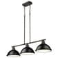 Golden Lighting Duncan 3-Light Pendant with Matte Black Shade in Rubbed Bronze, , large