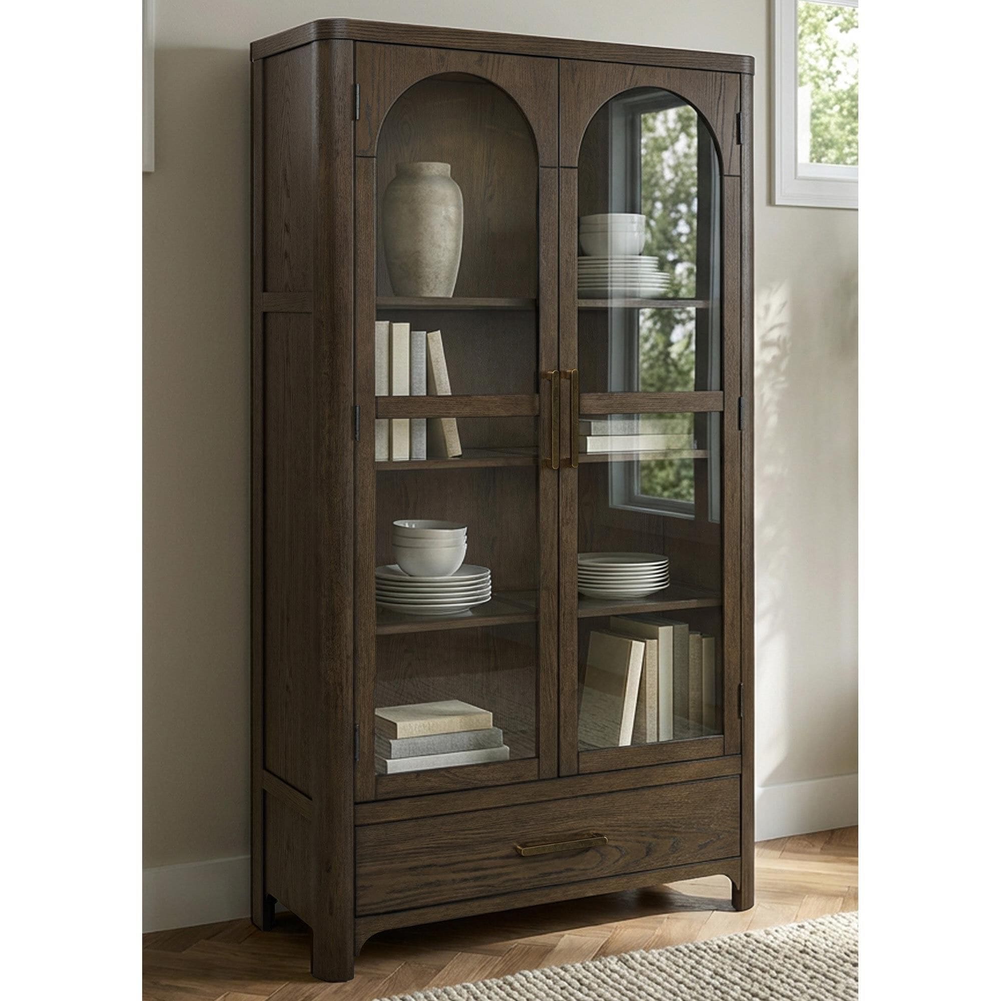 Ashley Radkin Display Cabinet in Burnished Brown