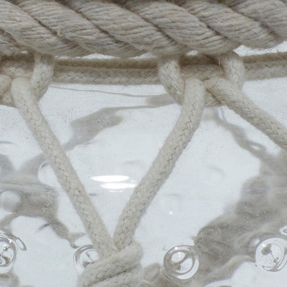 Maple and Jade Round Decorative Indoor/Outdoor Candle Lantern with Rope Handle in Clear and Cream, , large