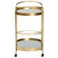 Baxton Studio Kamal 2-Tier Mobile Wine Bar Cart in Brushed Gold and Clear, , large