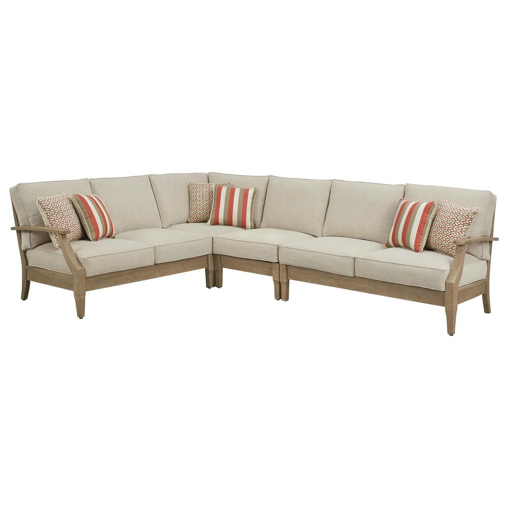 Ashley Clare View 4-Piece Outdoor Sectional in Beige, , large