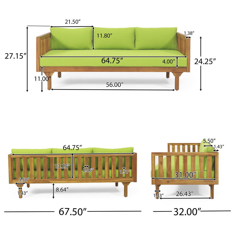 Hearth and Haven Claremont Outdoor Sofa Daybed in Green, , large